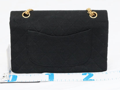 CHANEL Cotton Double Flap Shoulder Bag
