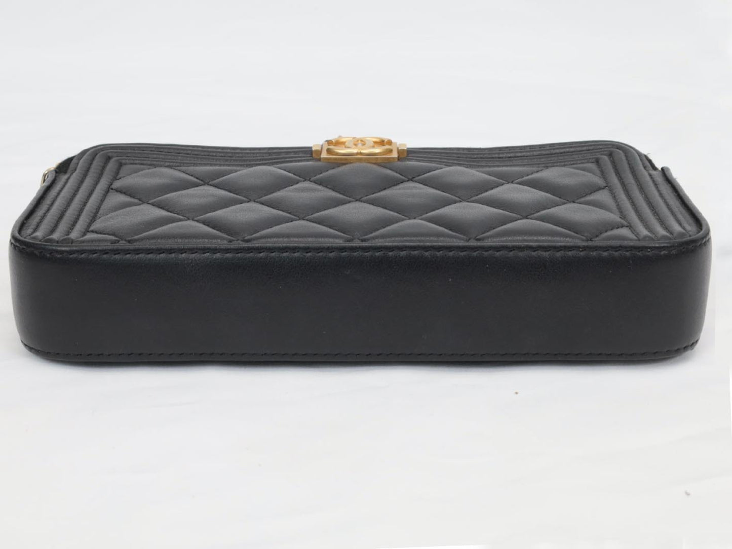 CHANEL Boy Chanel Lambskin Chain Wallet in Black with Gold Hardware, No. 24 Shoulder Bag