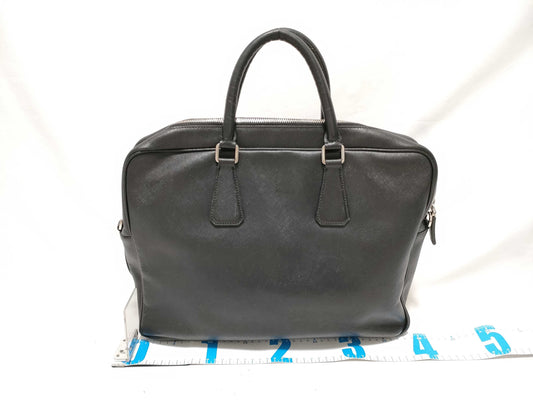 PRADA Saffiano Leather Triangle Logo Business Bag Black
