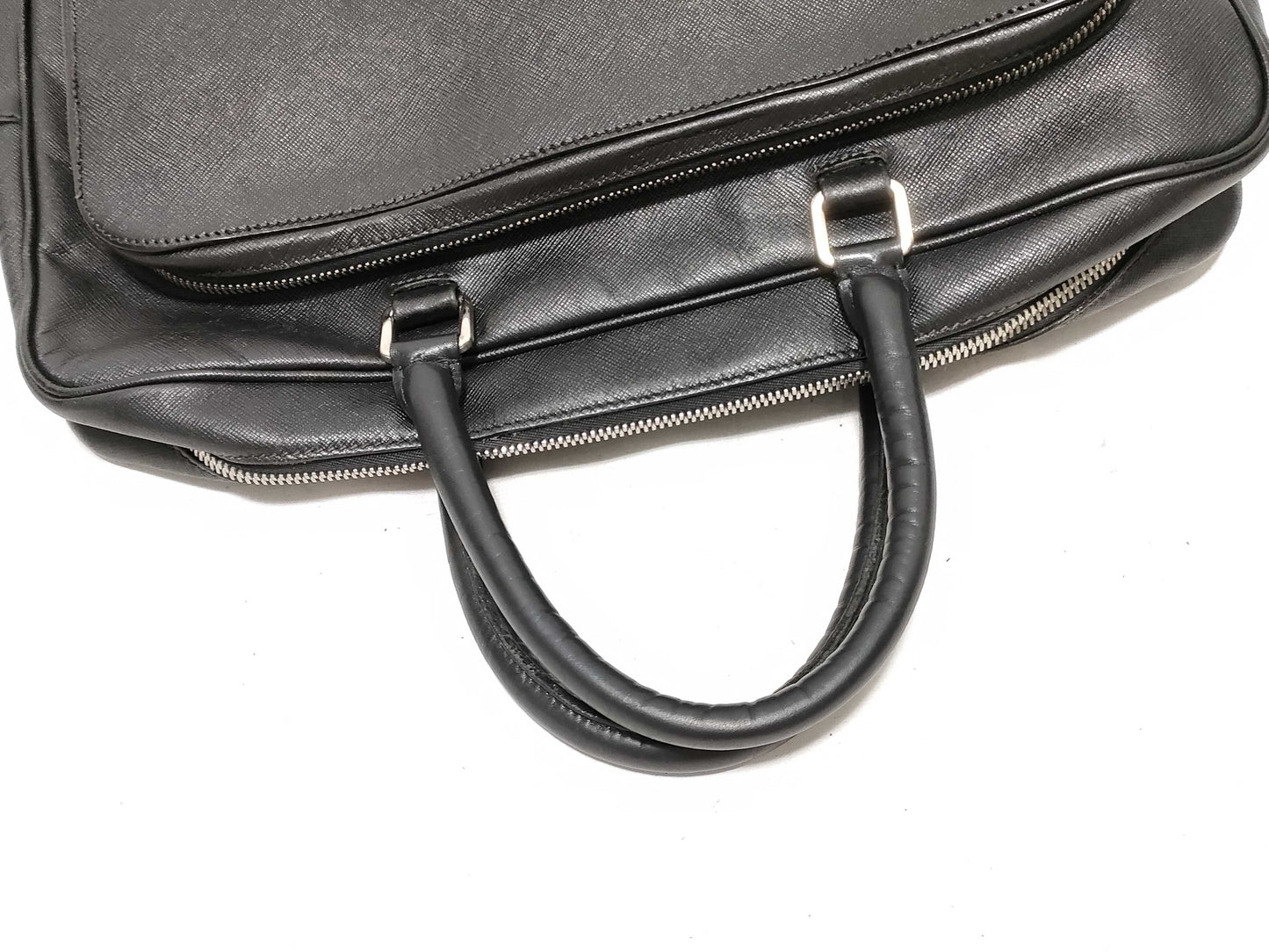 PRADA Saffiano Leather Triangle Logo Business Bag Black