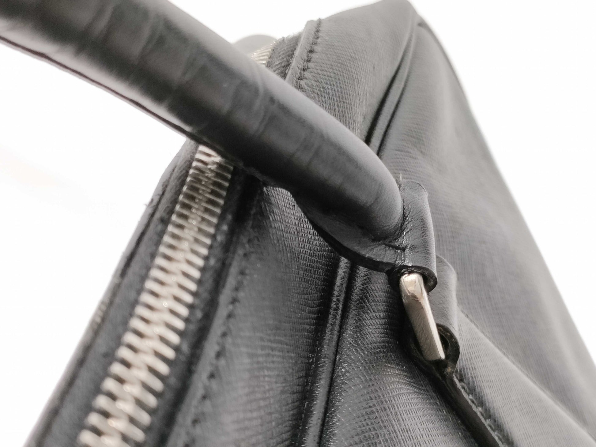 PRADA Saffiano Leather Triangle Logo Business Bag Black