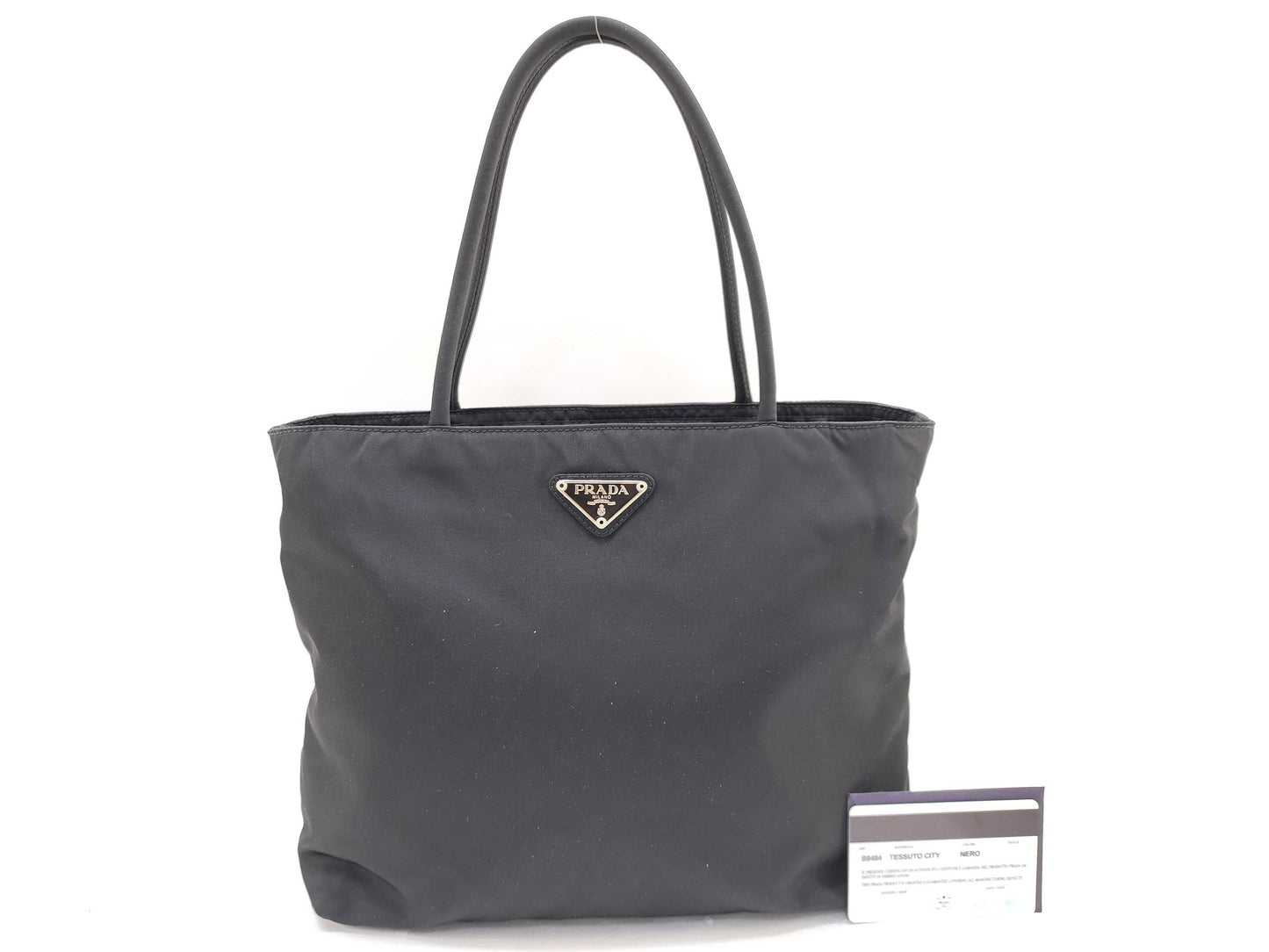 PRADA Nylon Triangle Logo Tote Bag B8484 Black W25cm Handbag