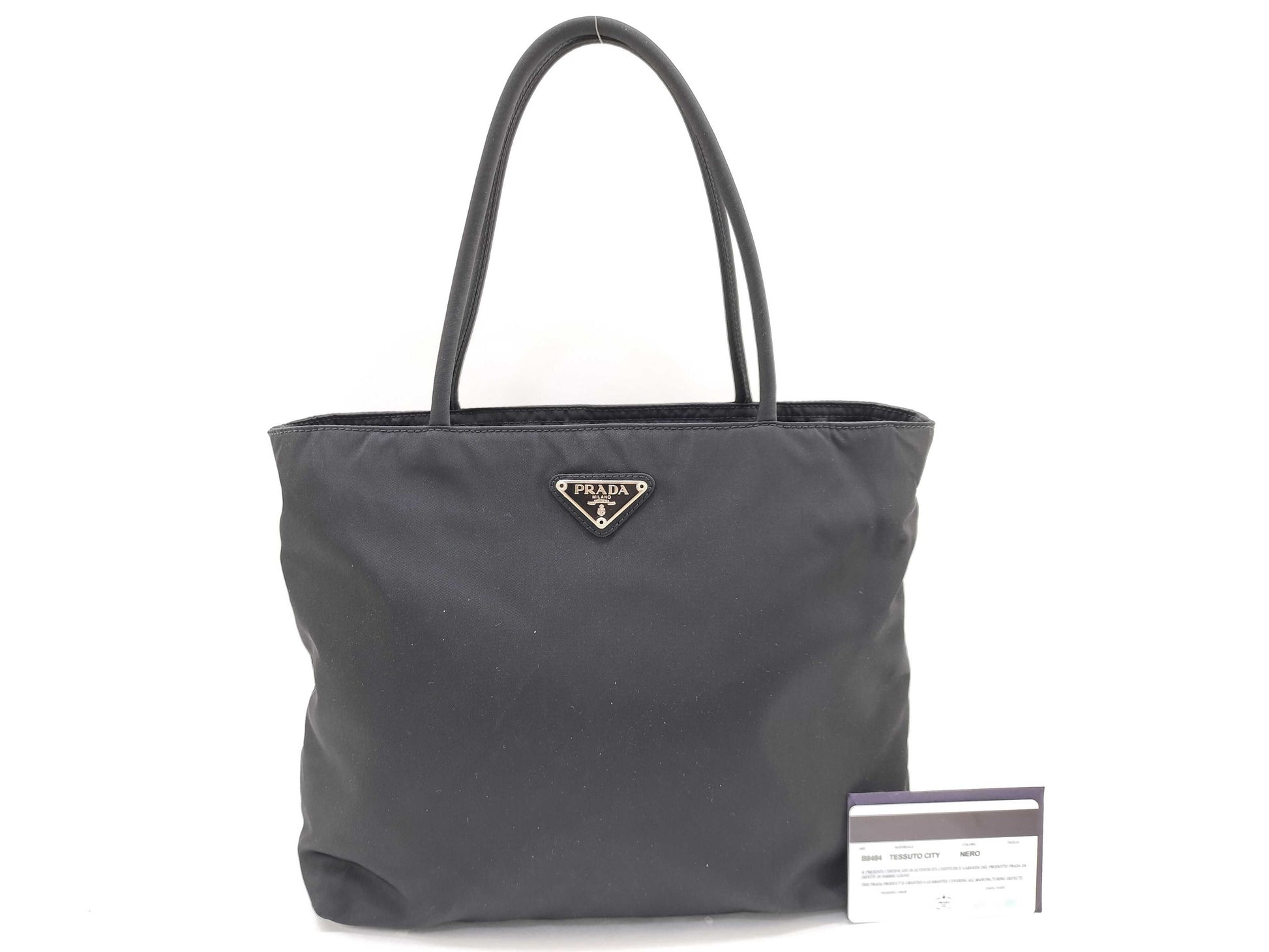 PRADA Nylon Triangle Logo Tote Bag B8484 Black W25cm Handbag