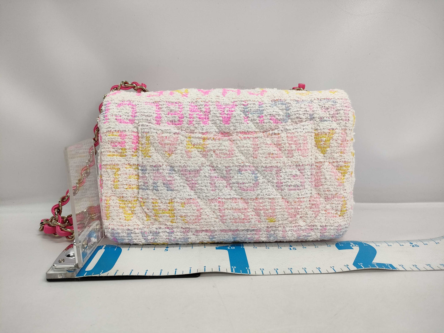 CHANEL Minimato Tweed Logo White Pink GP Shoulder Bag