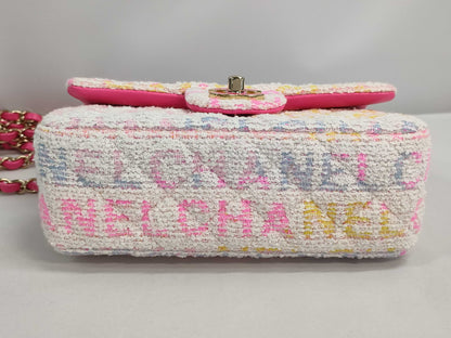 CHANEL Minimato Tweed Logo White Pink GP Shoulder Bag