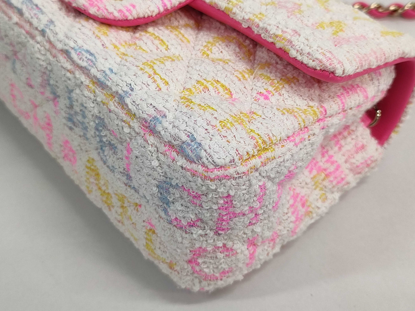 CHANEL Minimato Tweed Logo White Pink GP Shoulder Bag