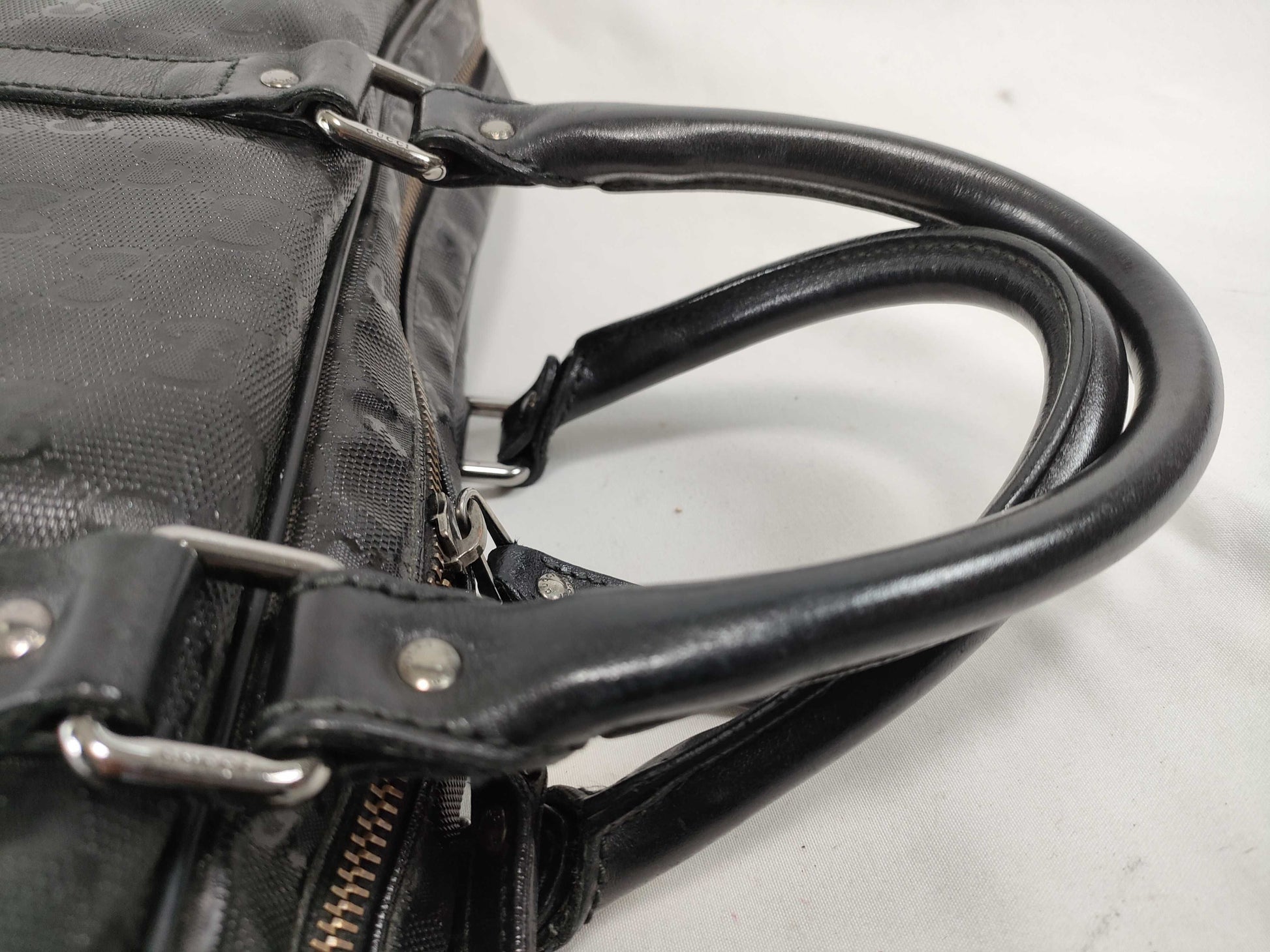 GUCCI GG Imprime Gucci 201480 GG Imprime Black Leather x PVC Handbag Business Bag