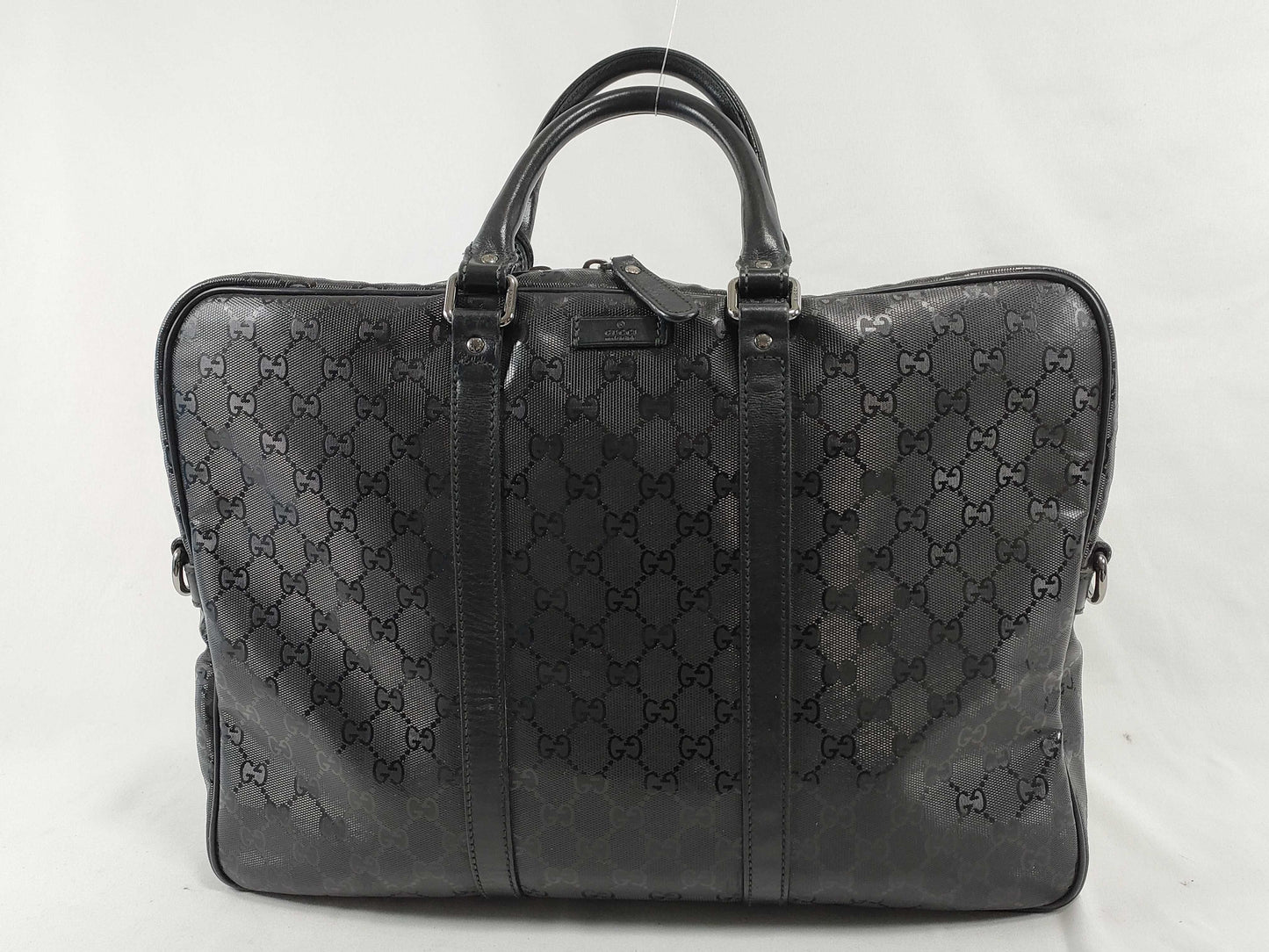 GUCCI GG Imprime Gucci 201480 GG Imprime Black Leather x PVC Handbag Business Bag