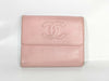 CHANEL Caviar Skin Chanel CHANEL Coco Mark Pink Caviar Skin Leather Trifold Wallet