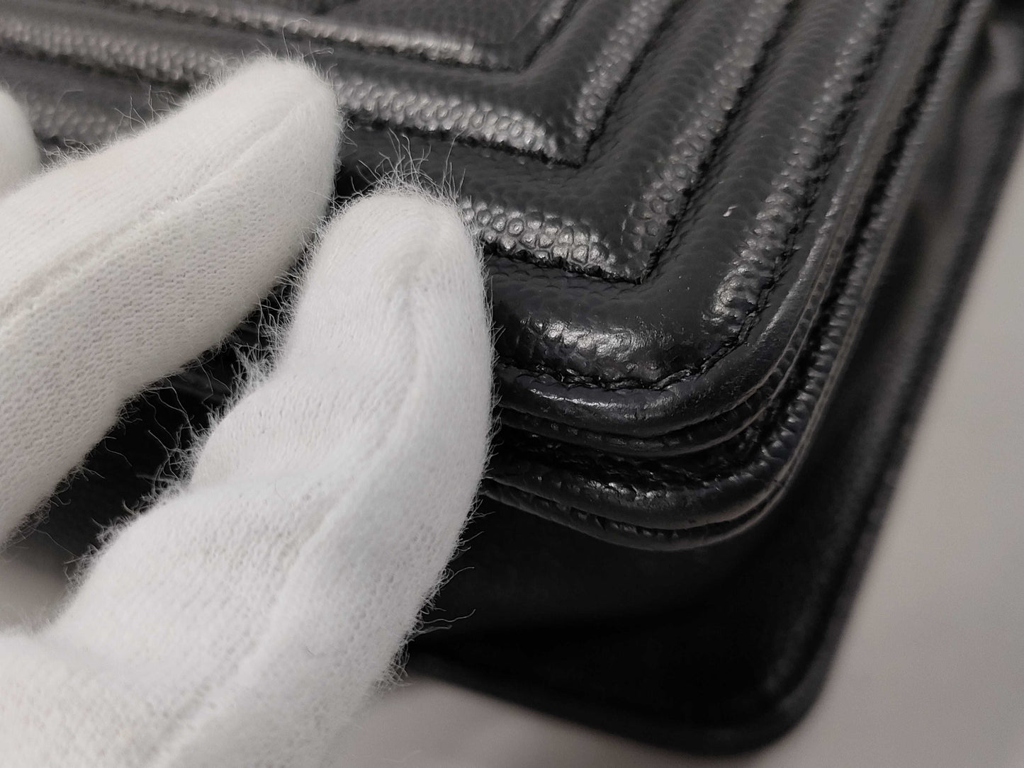 CHANEL Boy Chanel Caviar Skin Chevron Black Shoulder Bag, No. 25, A67086