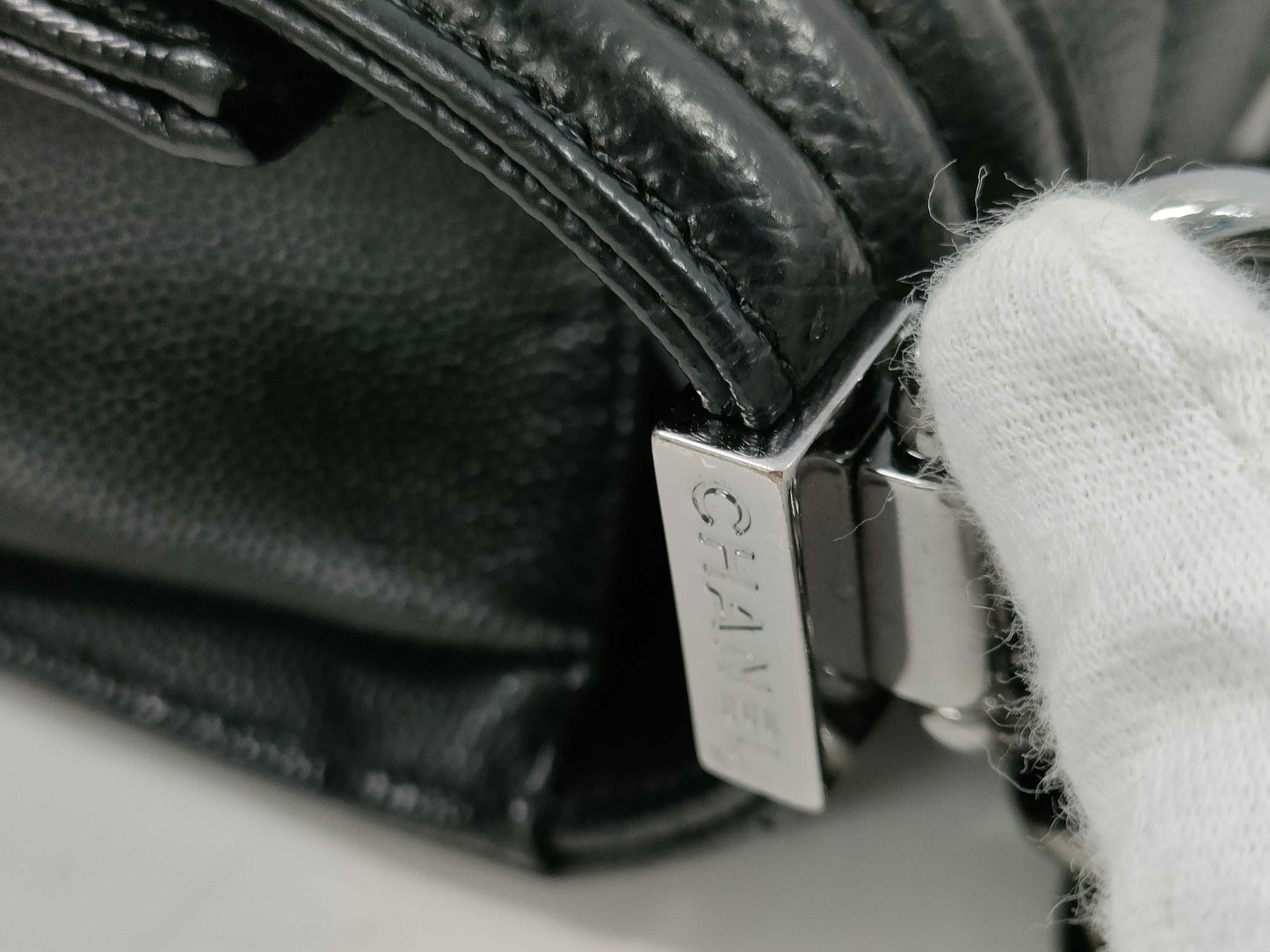 CHANEL Boy Chanel Caviar Skin Chevron Black Shoulder Bag, No. 25, A67086