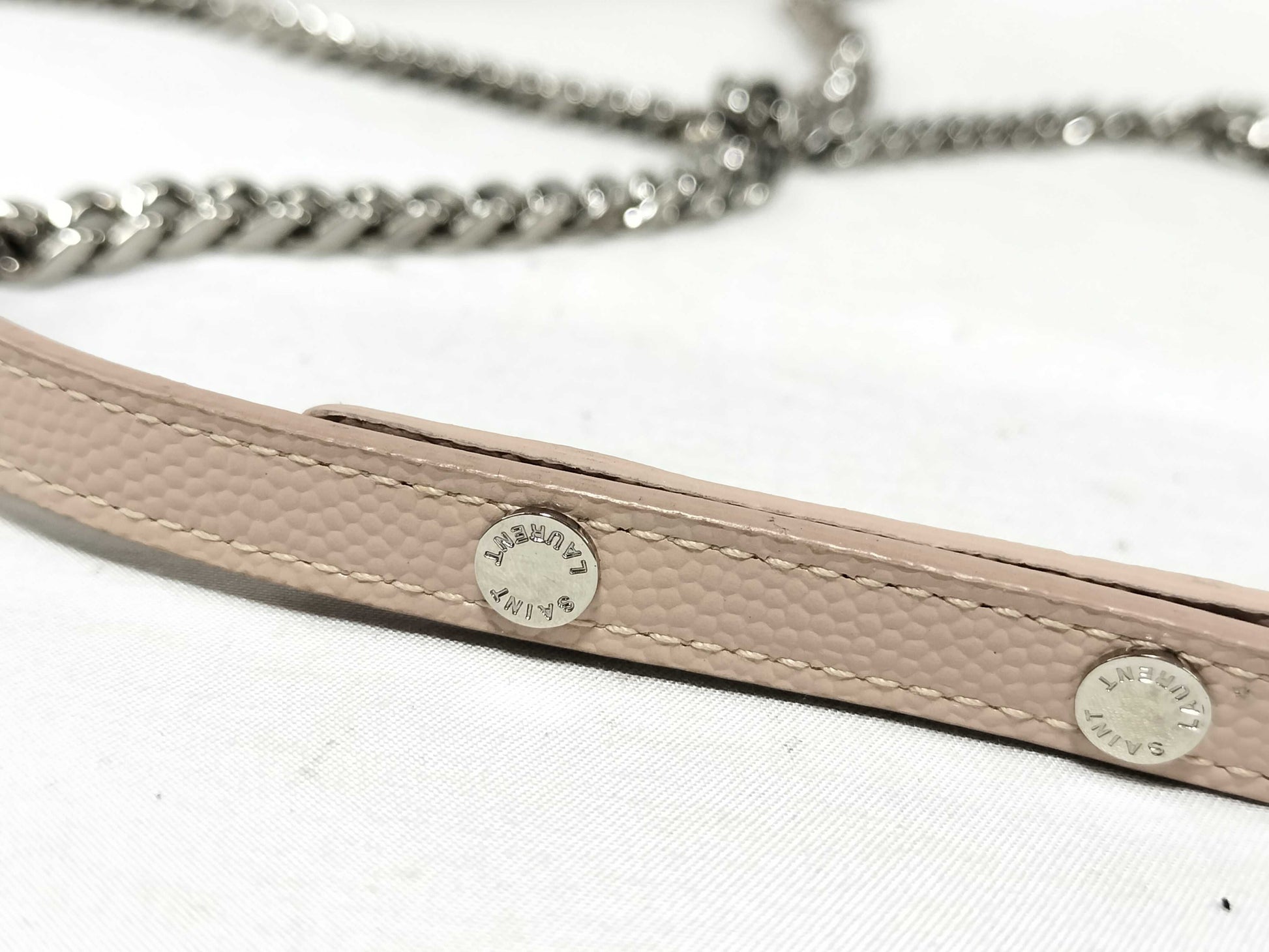 SAINT LAURENT Saint Laurent Paris Cassandra Chain Wallet, Pink Beige, 377828, 2018 Shoulder Bag