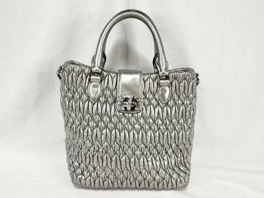 Miu Miu Miu Nappa Handbag with Crystal Jewel and Silver Accents