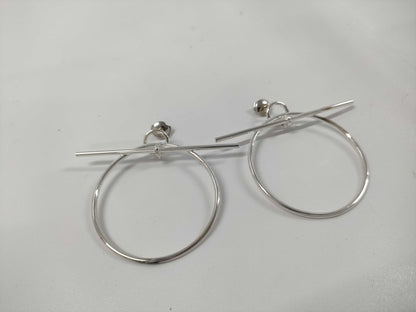 HERMES Loop MM Silver Earrings 25S009387 Earrings