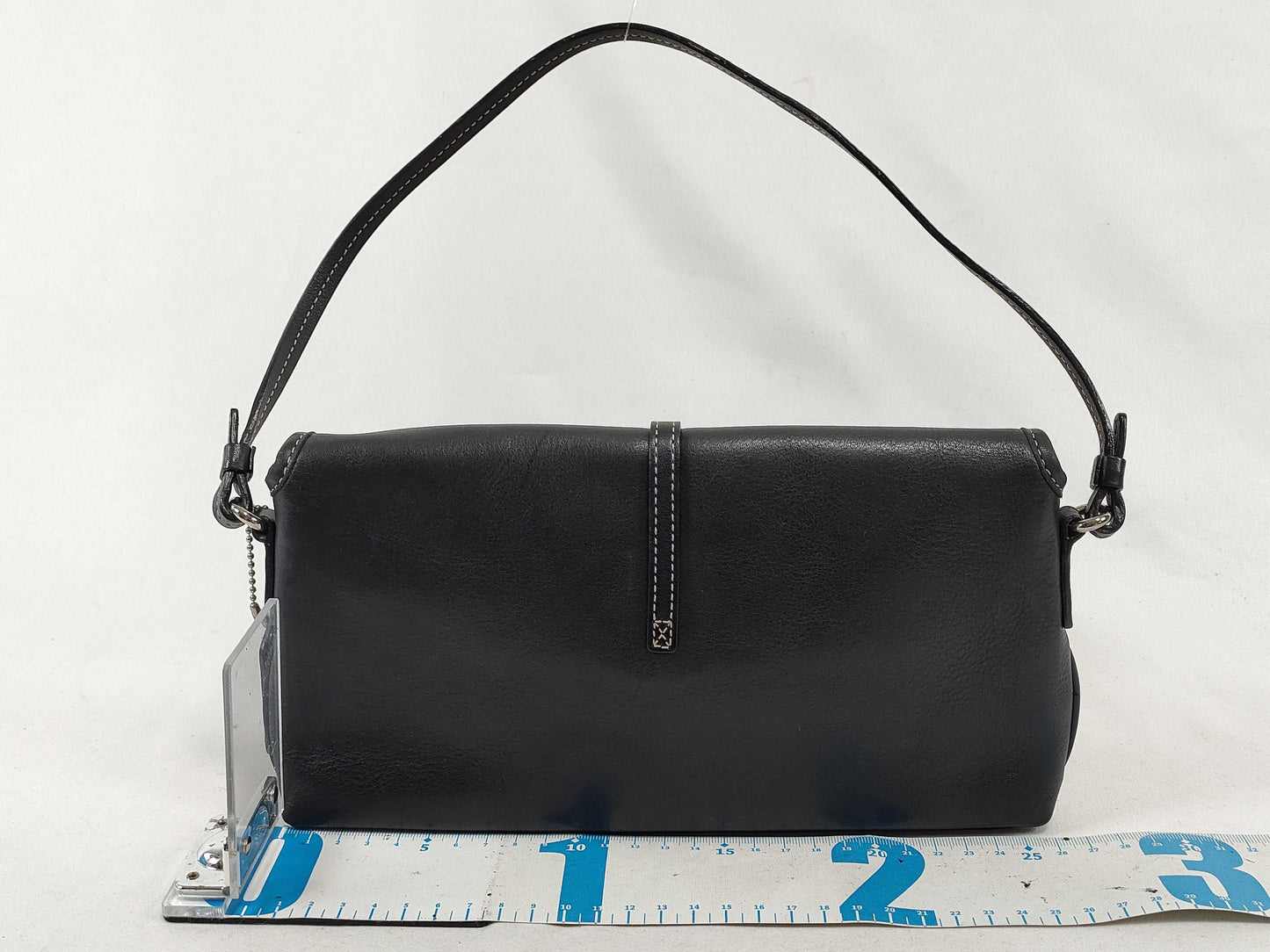 COACH Black Leather Handbag with Dust Bag and Logo Charm