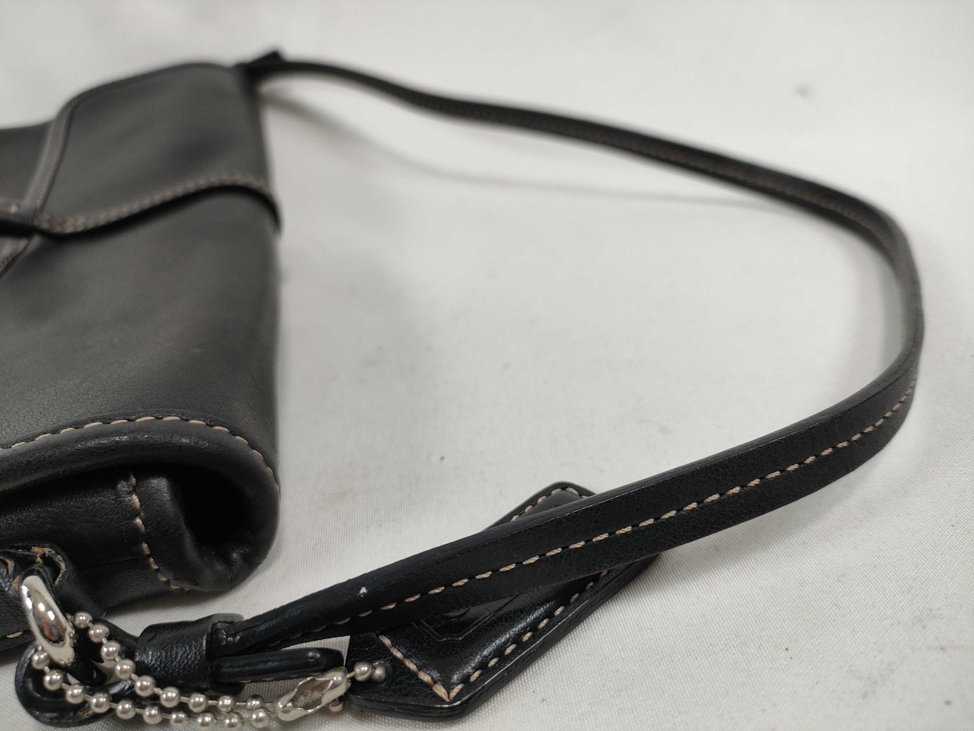 COACH Black Leather Handbag with Dust Bag and Logo Charm