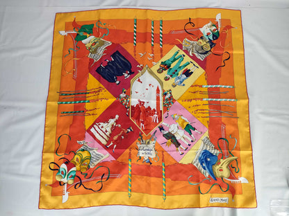 HERMES Carré Hermes Scarf Carré 90 LE CARNAVAL DE VENISE Venice Carnival Orange Other Accessories