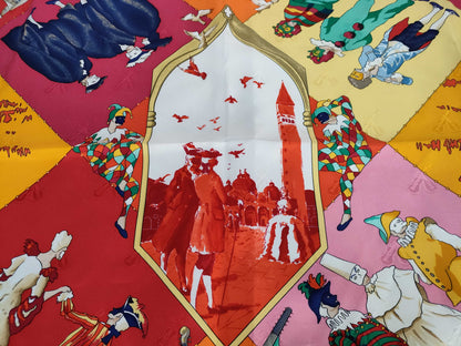 HERMES Carré Hermes Scarf Carré 90 LE CARNAVAL DE VENISE Venice Carnival Orange Other Accessories