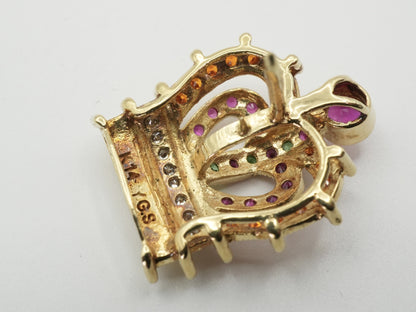 Colored Stone Multi Diamond K14 3.5g Brooch 