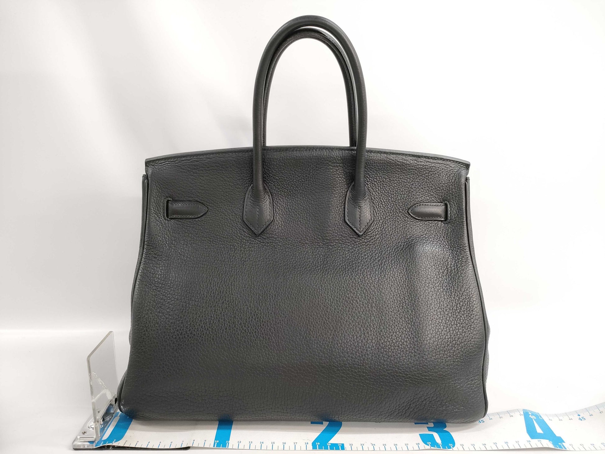HERMES Birkin 35 Taurillon Clemence Leather Handbag with Gold Hardware, Black, K Stamp