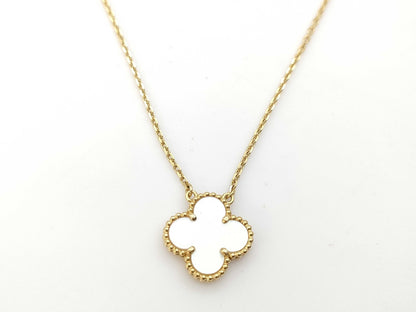 Van Cleef & Arpels Vintage Alhambra Mother-of-Pearl Necklace in Yellow Gold and Au750, 5.3g 