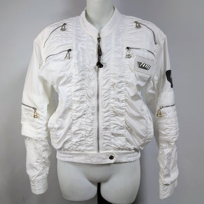 LOUIS VUITTON Excellent condition white zip-up jacket with LV logo patch.
