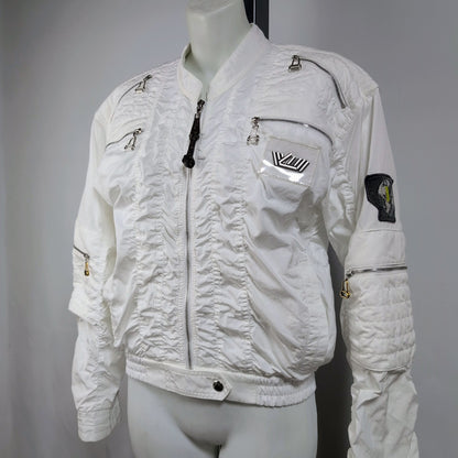 LOUIS VUITTON Excellent condition white zip-up jacket with LV logo patch.