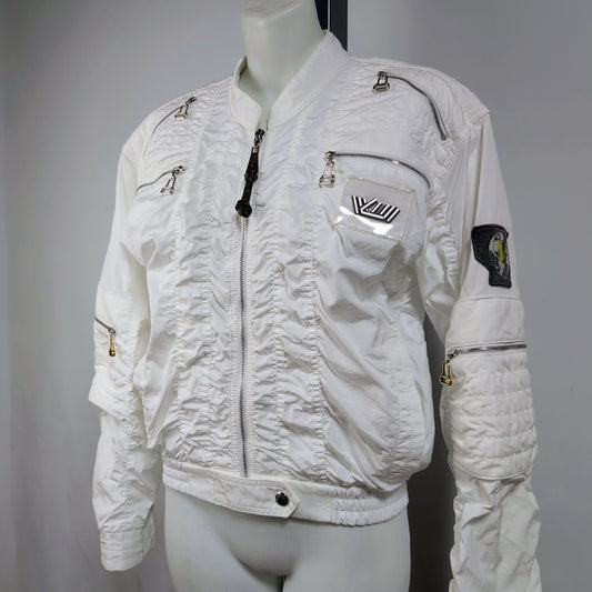 LOUIS VUITTON Excellent condition white zip-up jacket with LV logo patch.