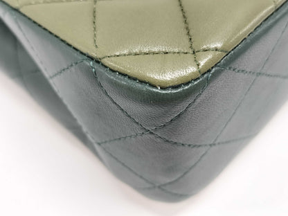 CHANEL Matelasse 25 Green/Pink Lambskin with Silver Hardware, Chain, Double Flap, 23 Series, A01112 Shoulder Bag