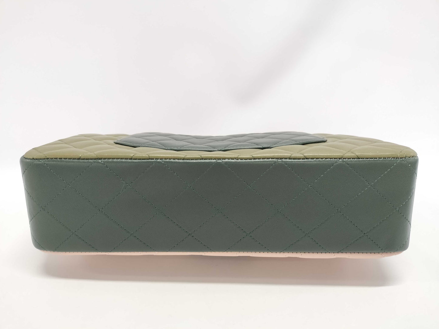 CHANEL Matelasse 25 Green/Pink Lambskin with Silver Hardware, Chain, Double Flap, 23 Series, A01112 Shoulder Bag