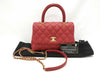 CHANEL Coco Handle Small Matelasse A92990 Red Caviar Leather with Gold Hardware and Chain, 27 Series Handbag