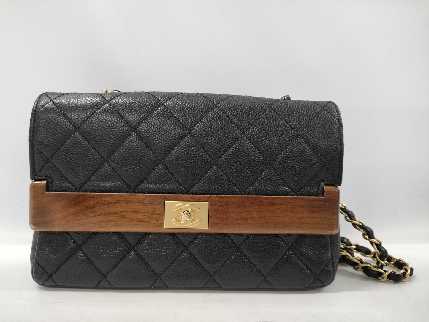  CHANEL Wood Flap Chain Shoulder Bag