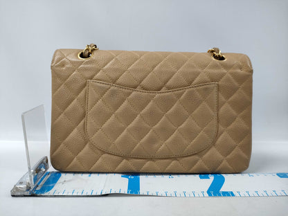 CHANEL Matelasse 25 Caviar Leather Chain Shoulder Bag Beige