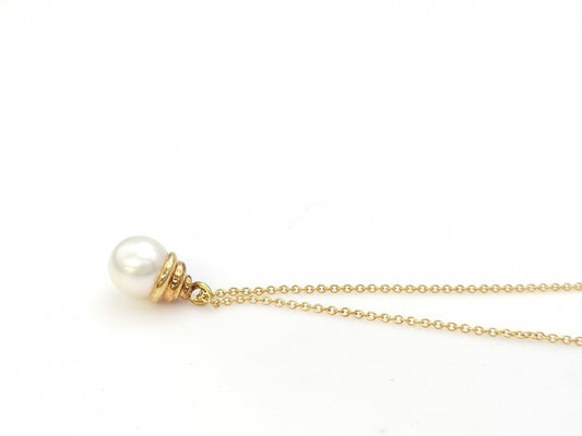 Tiffany & Co. Pearl Necklace, Approximately 7.4mm Diameter, Yellow Gold 750, 3.0g 