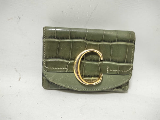 Chloe Chloe Croco Embossed Khaki Tri-fold Wallet