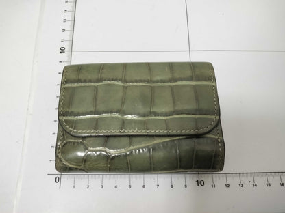 Chloe Chloe Croco Embossed Khaki Tri-fold Wallet
