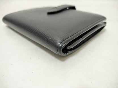 CELINE CELINE Strap Leather Folding Wallet Black Wallet