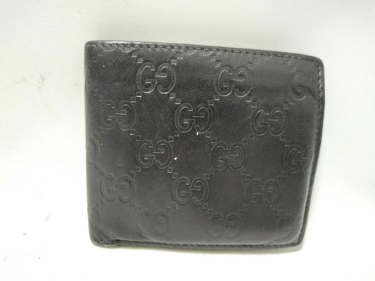 GUCCI Guccissima GUCCI Gucci Bifold Wallet 146223 Leather Black Wallet