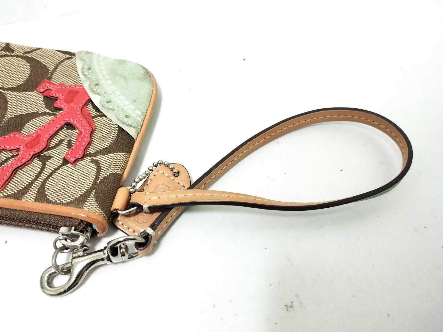 COACH Signature Wristlet Pouch with Fish and Coral Design