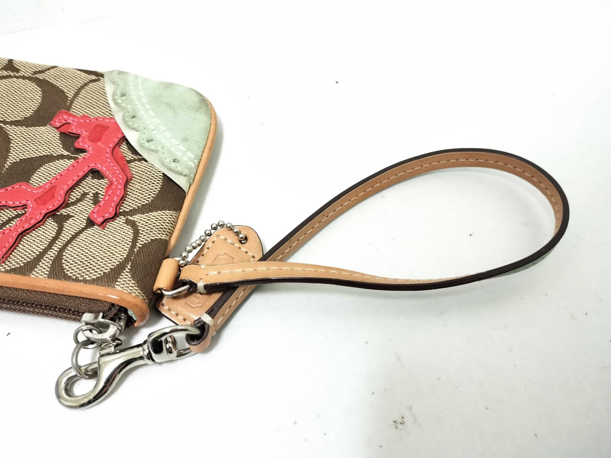 COACH Signature Wristlet Pouch with Fish and Coral Design