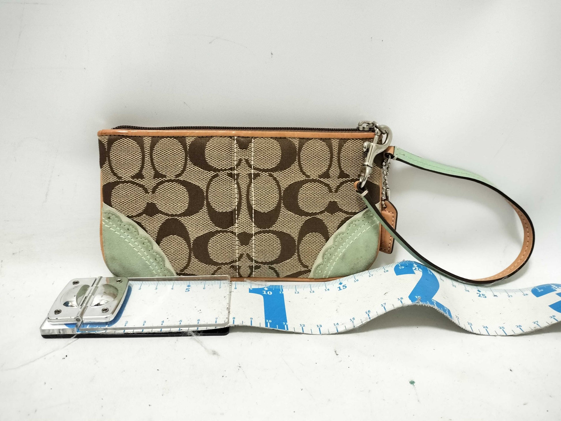 COACH Signature Wristlet Pouch with Fish and Coral Design