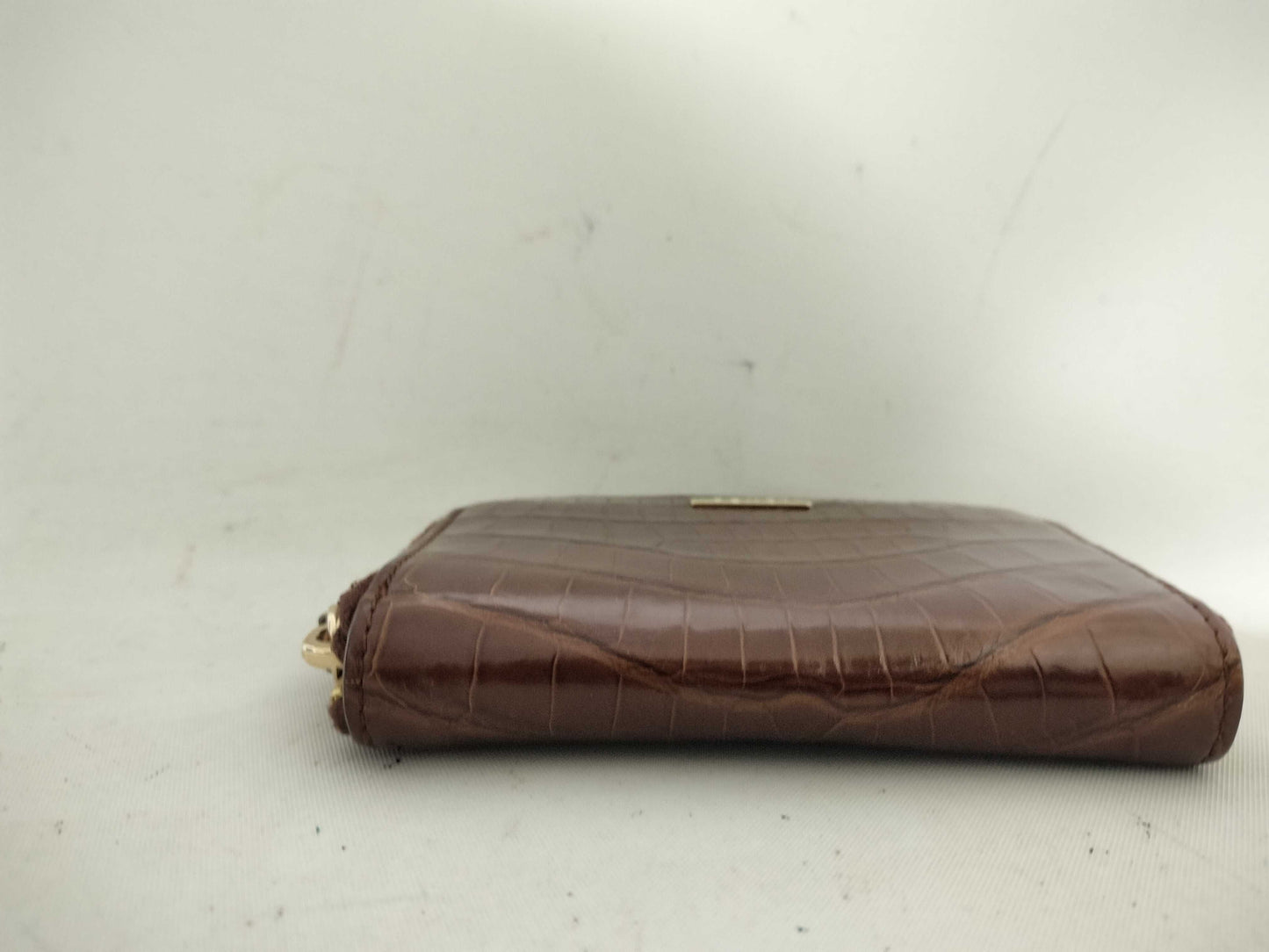 FENDI FENDI Coin Case Crocodile Embossed Brown Coin Case