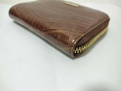 FENDI FENDI Coin Case Crocodile Embossed Brown Coin Case