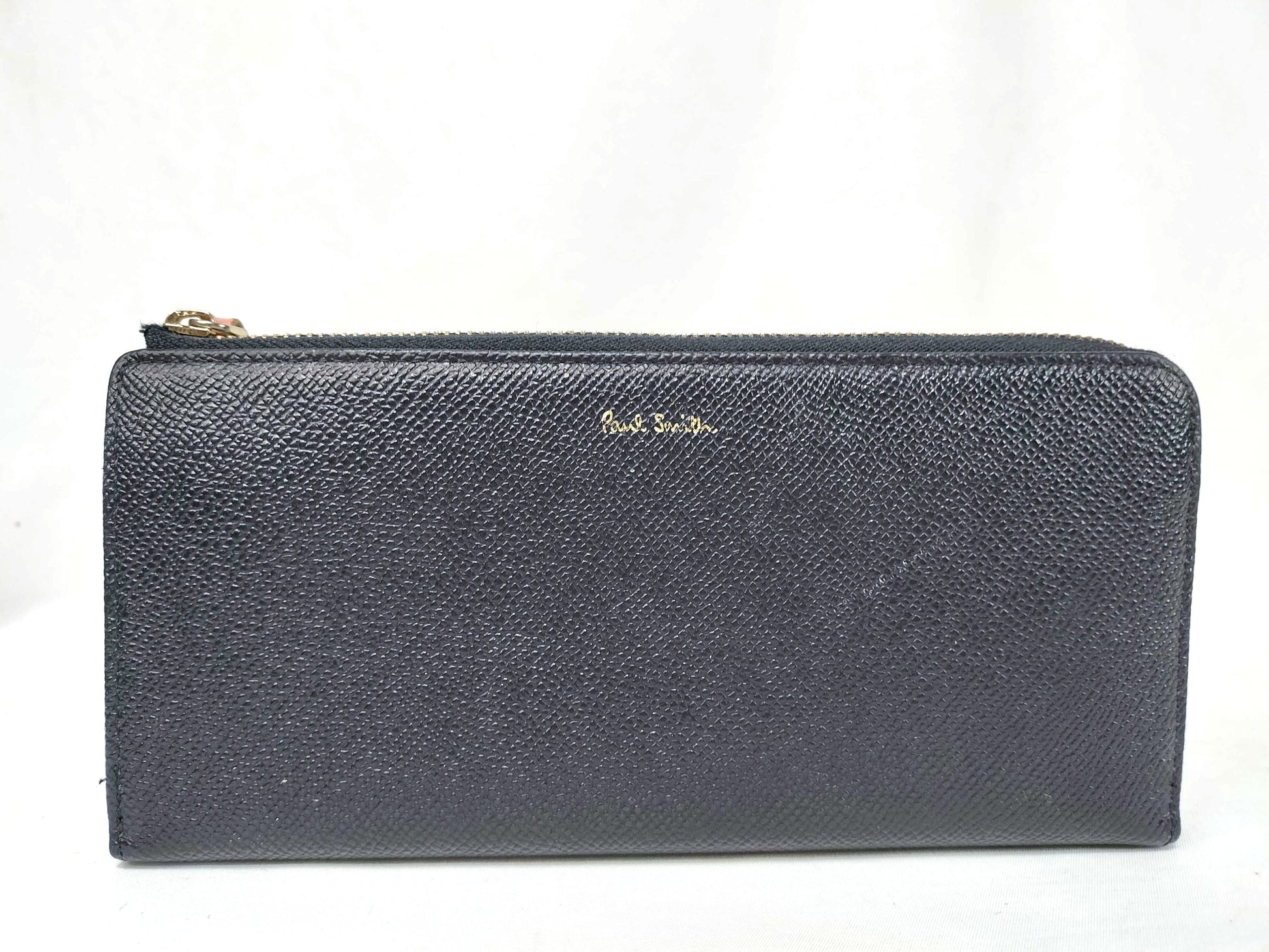 Paul Smith L-Shaped Long Wallet, Leather, Navy, with Outer Box
