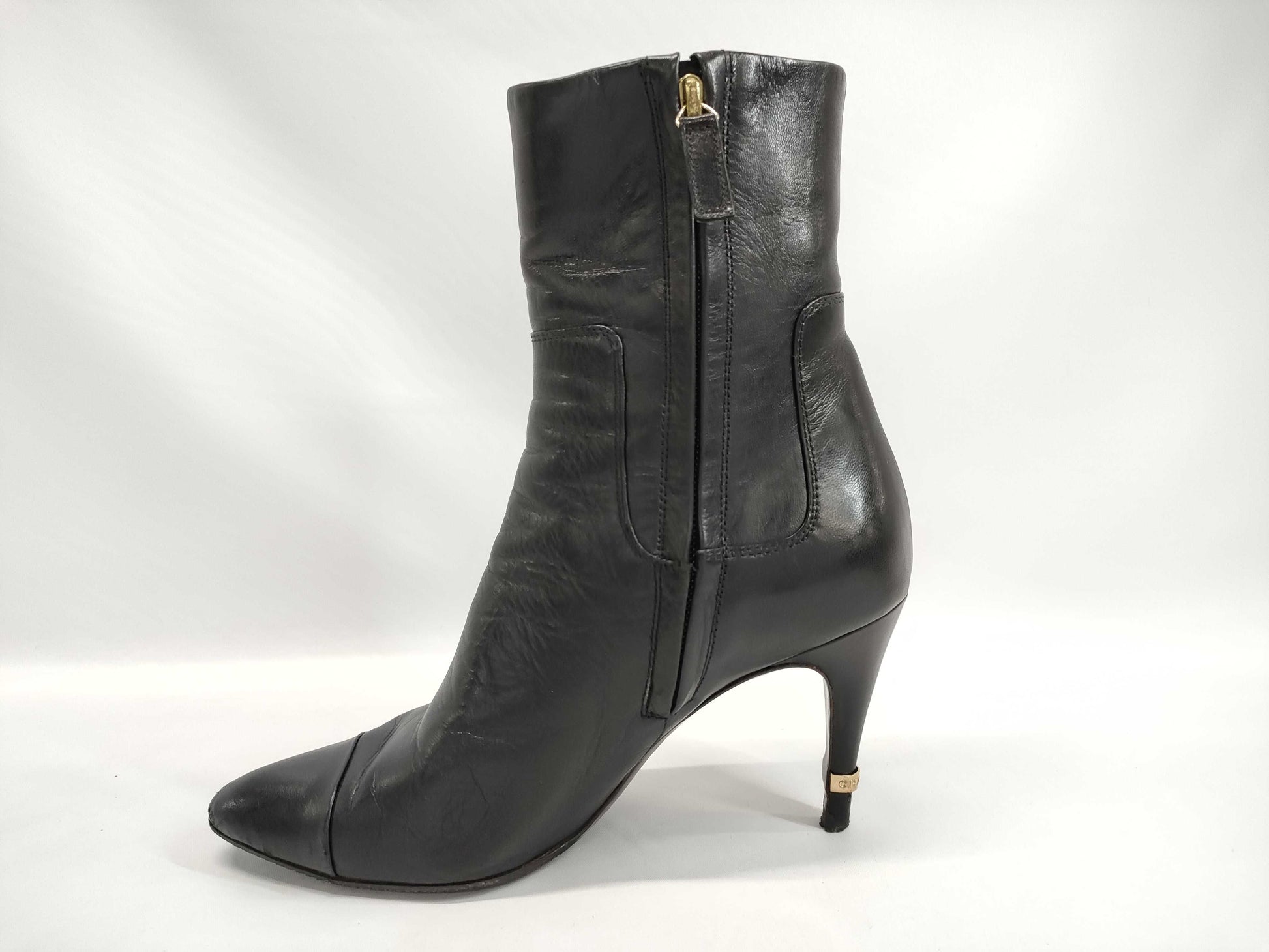 CHANEL CHANEL Boots Shoes Heel Leather Size 36 Black Other Shoes