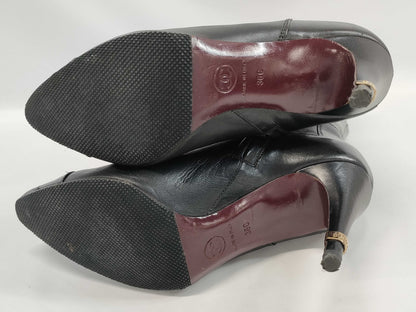 CHANEL CHANEL Boots Shoes Heel Leather Size 36 Black Other Shoes