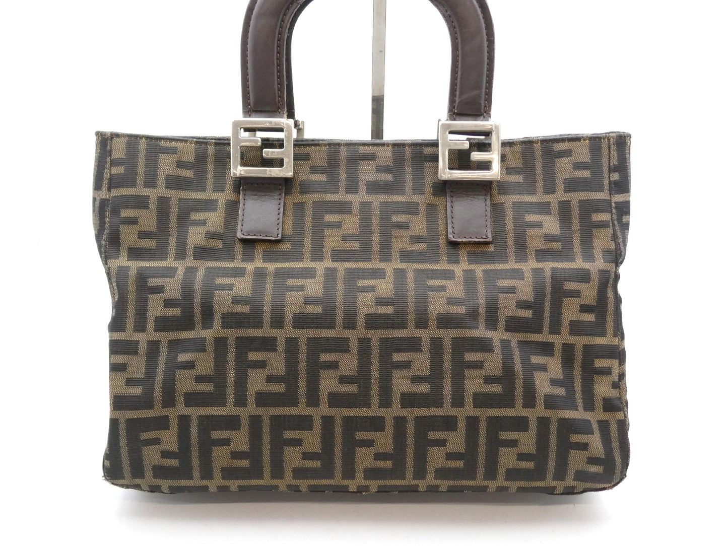 FENDI Zucca pattern canvas and leather handbag