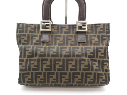 FENDI Zucca pattern canvas and leather handbag