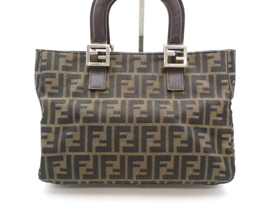FENDI Zucca pattern canvas and leather handbag