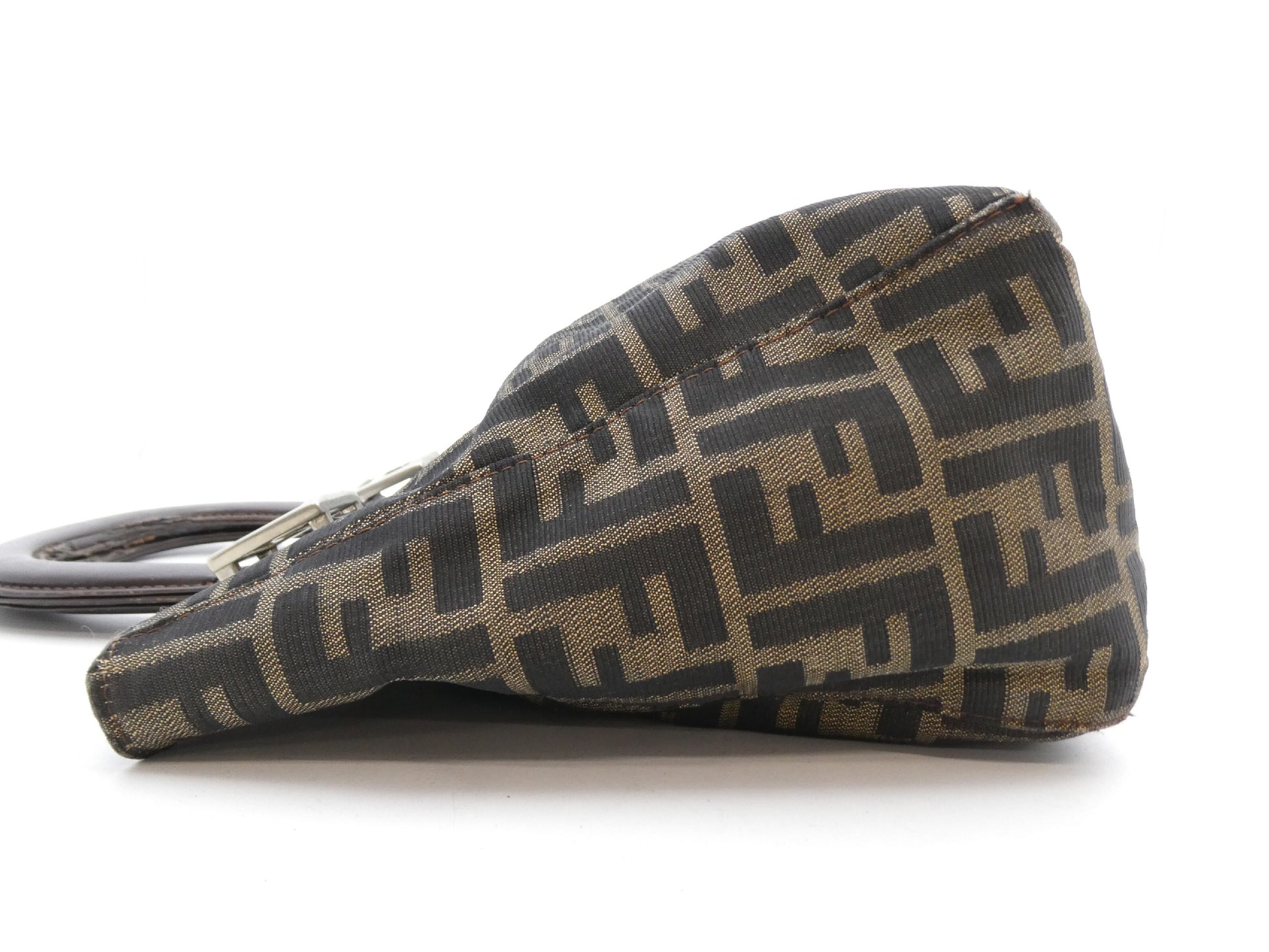 FENDI Zucca pattern canvas and leather handbag